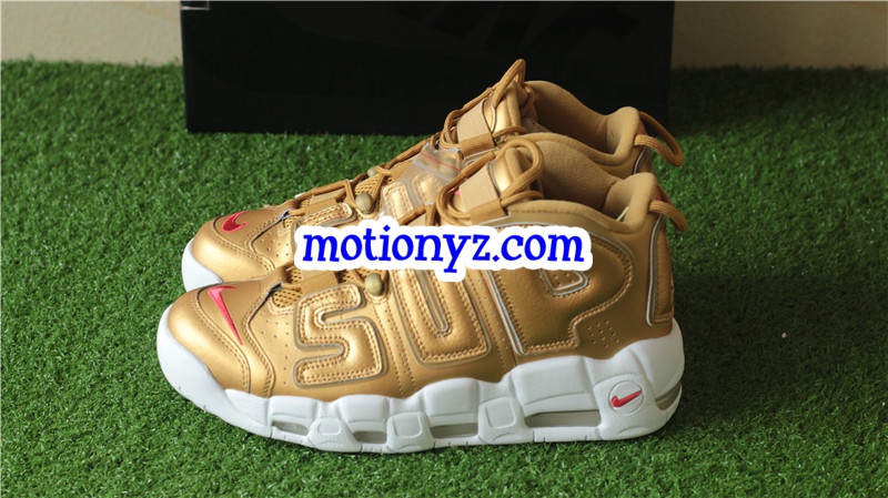 Authentic Supreme x Nike Air More Uptempo Golden